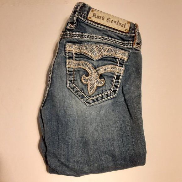 Rock Revival Denim - Rock Revival Women's Royal Boot Cut Embellished Jeans  RP9170B200 Size 26